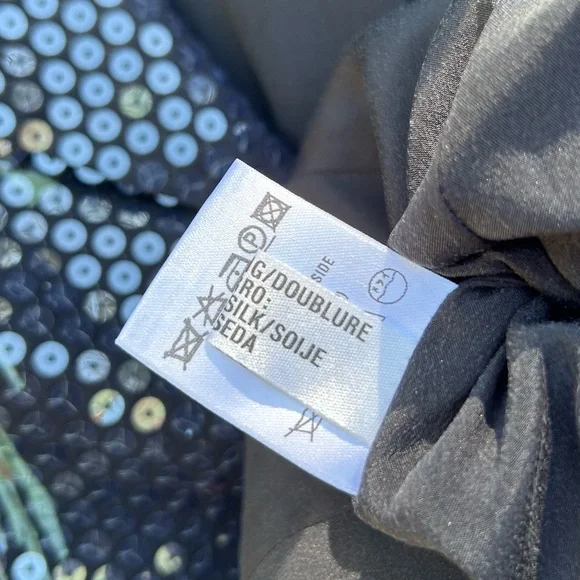 Escada Vintage Y2K Sequin Embellished Floral Blazer Jacket Black Red 38